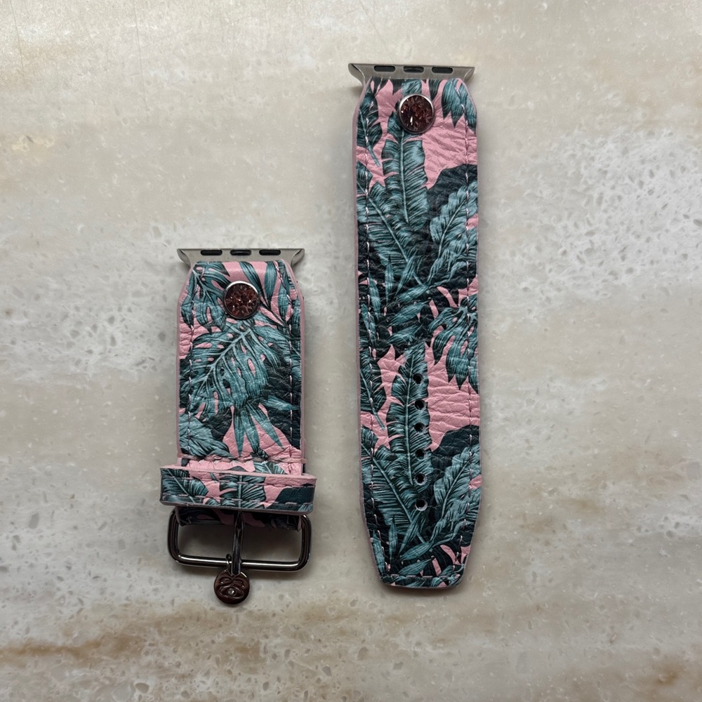 Pink & Teal Tropical Leather Watch Band for Women